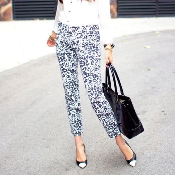 J. Crew Favorite Fit Snow Leopard Print Pants (0) - Picture 3 of 3